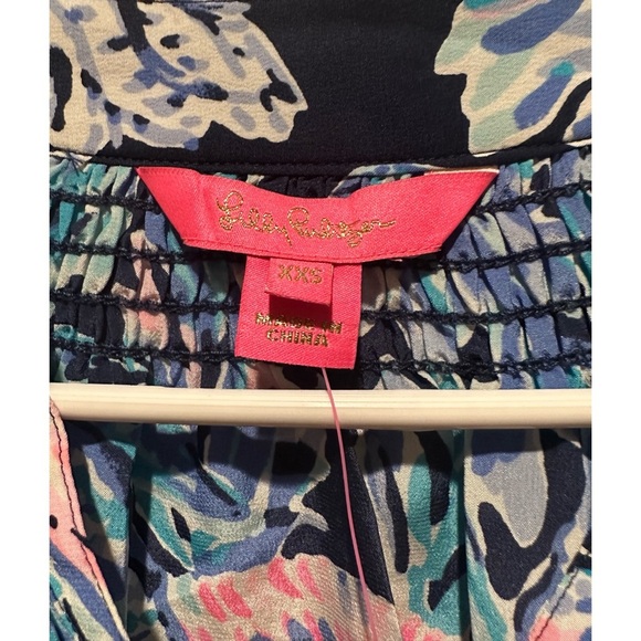 Lilly Pulitzer NWT Women's Elsa Top Size XXS - High Tide Navy Party In Paradise - Picture 4 of 9
